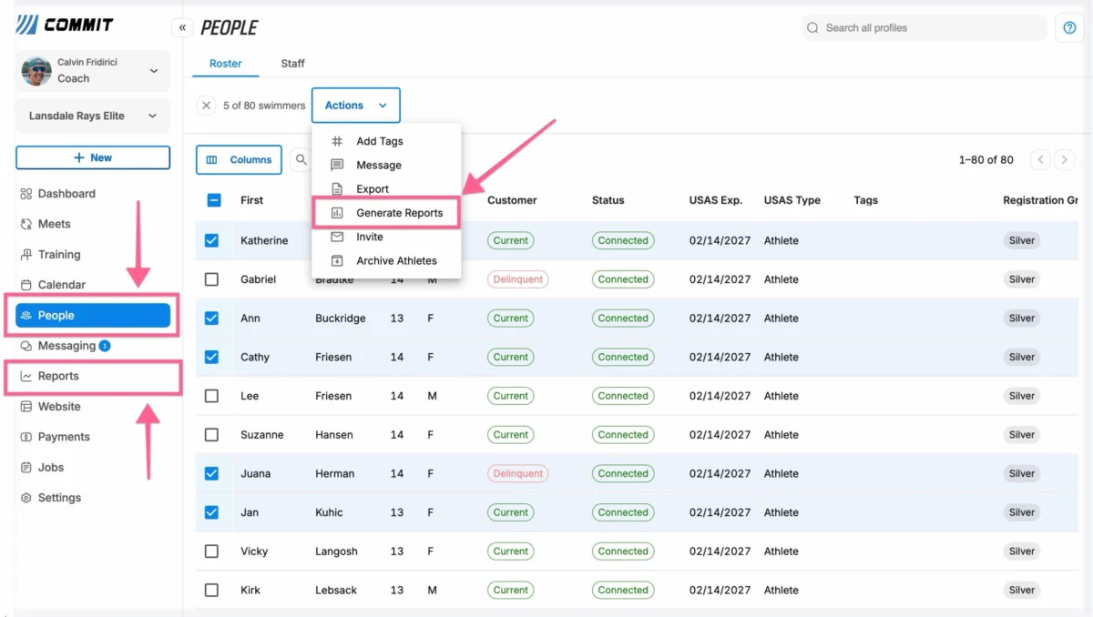 Streamlining Success: How Commit Swimming’s New Multi-Swimmer Reports are Revolutionizing Team Management